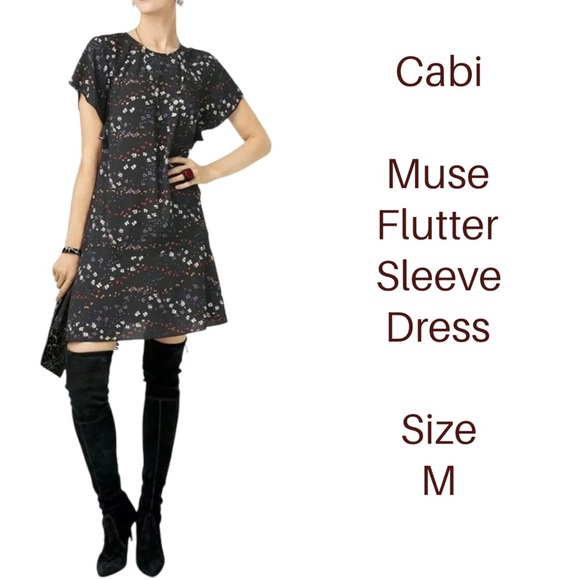 Cabi muse flutter sleeve floral dress style 3828 size Medium gray multicolor - Picture 1 of 10